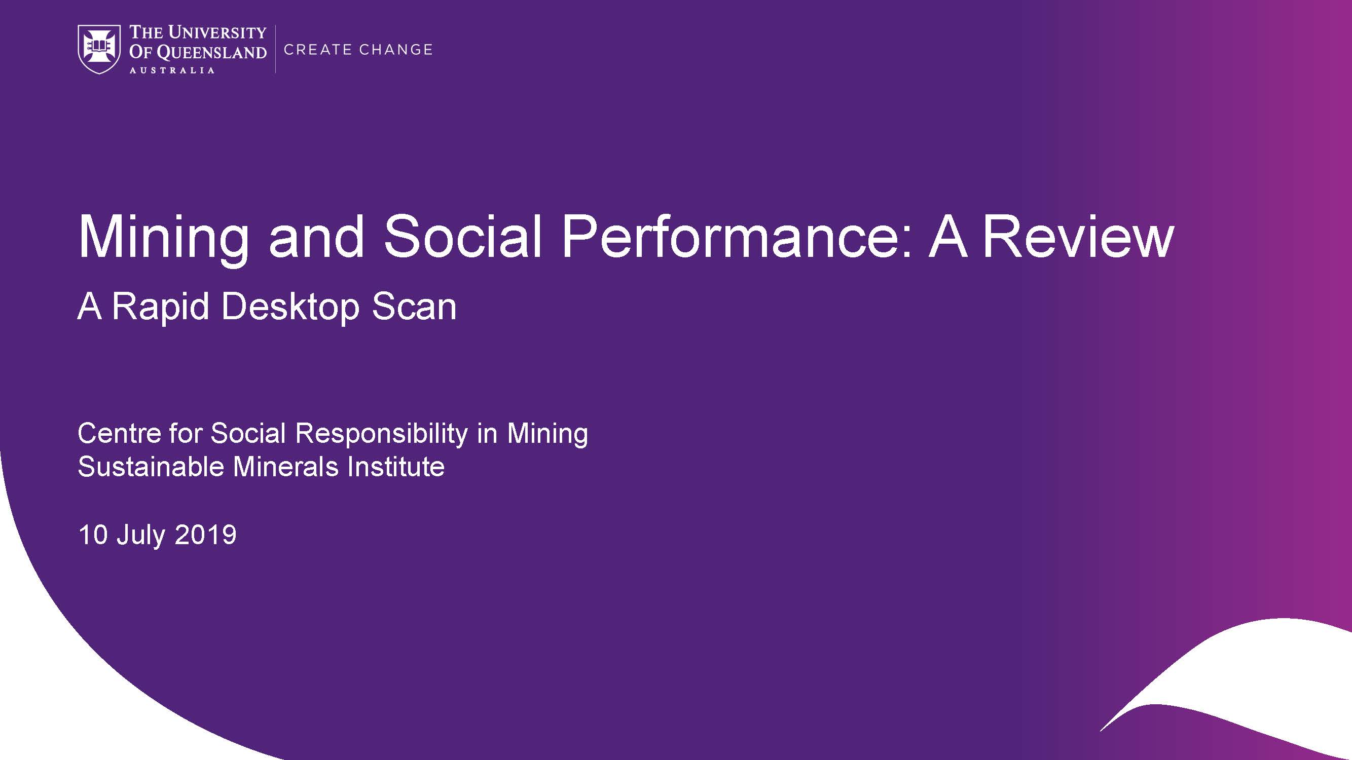 A rapid desktop scan of social performance of 14 extractive companies