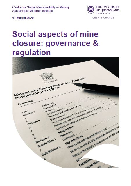 Social aspects of mine closure: governance & regulation