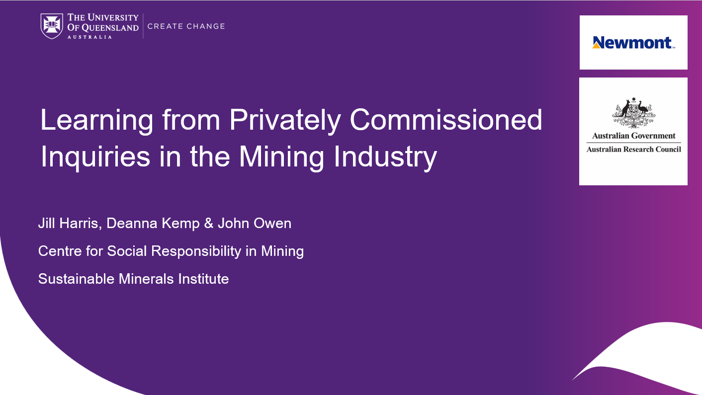 Learning from privately commissioned inquiries in the mining industry