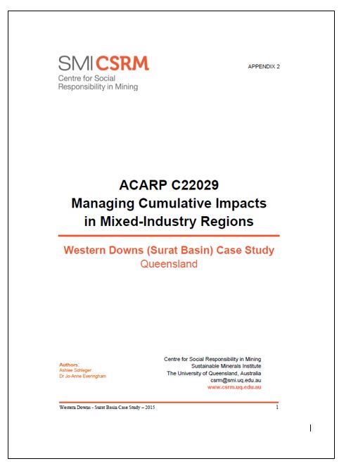 Appendix 2 ACARP C22029 Managing cumulative impacts in mixed-industry regions: Western Downs (Surat Basin) case study