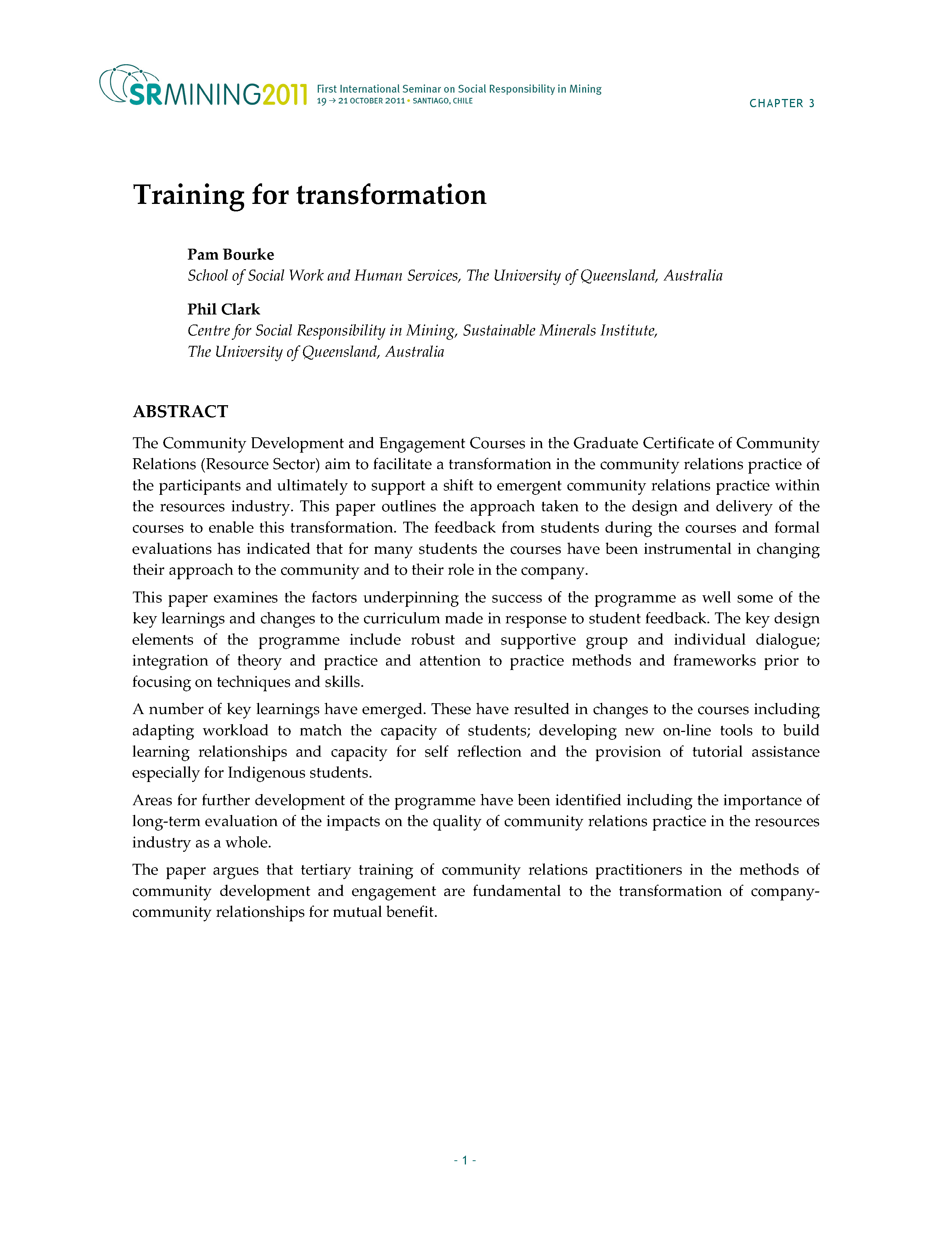 Training for Transformation