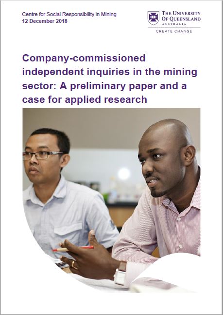 Company-commissioned independent inquiries in the mining sector: a preliminary paper and a case for applied research