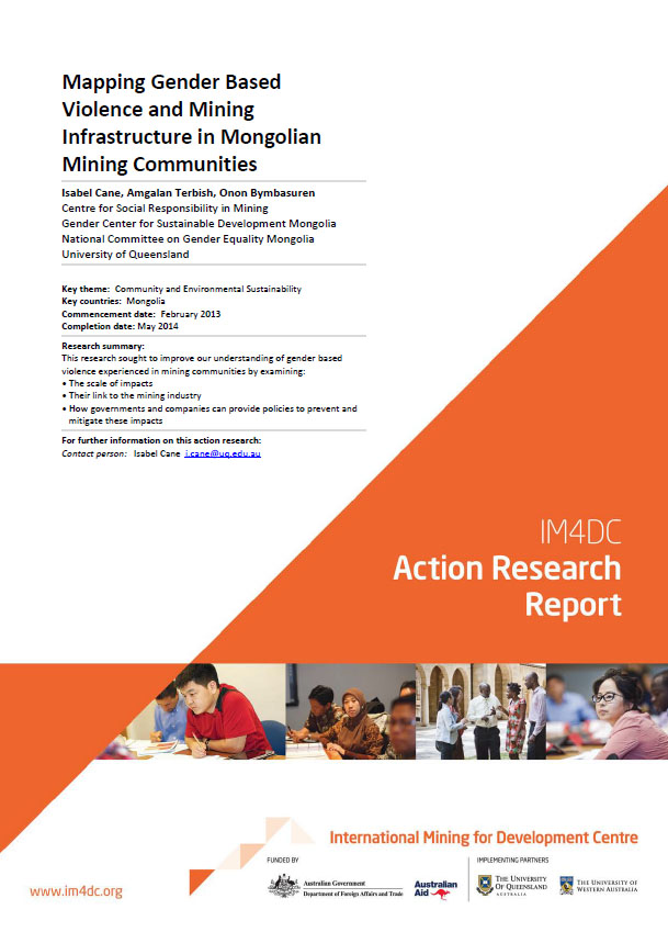 Mapping gender based violence and mining infrastructure in Mongolian mining communities